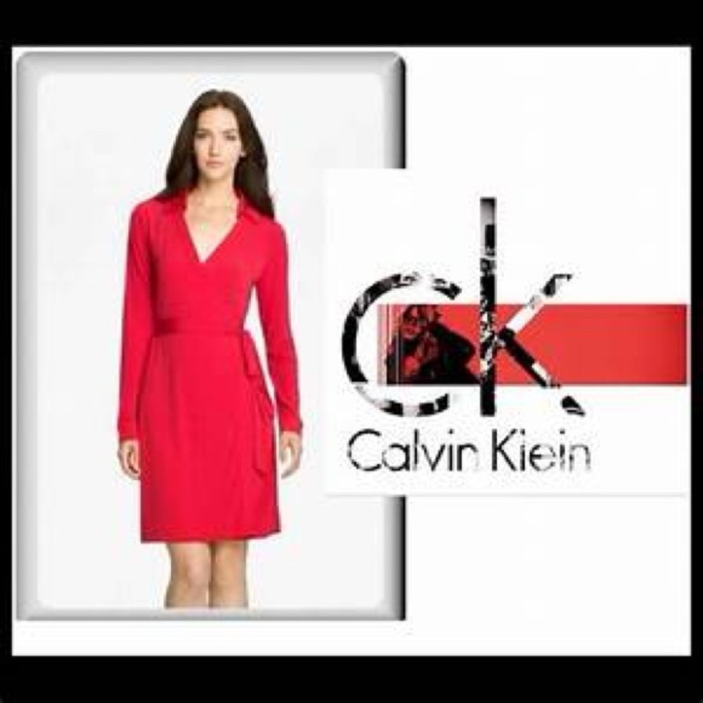 NWOT Calvin Klein Red Wrap Dress